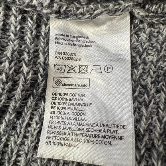 H&M Mens 100% cotton Sweater Textured Gray Crew Neck Long Sleeve Size S - Picture 4 of 7